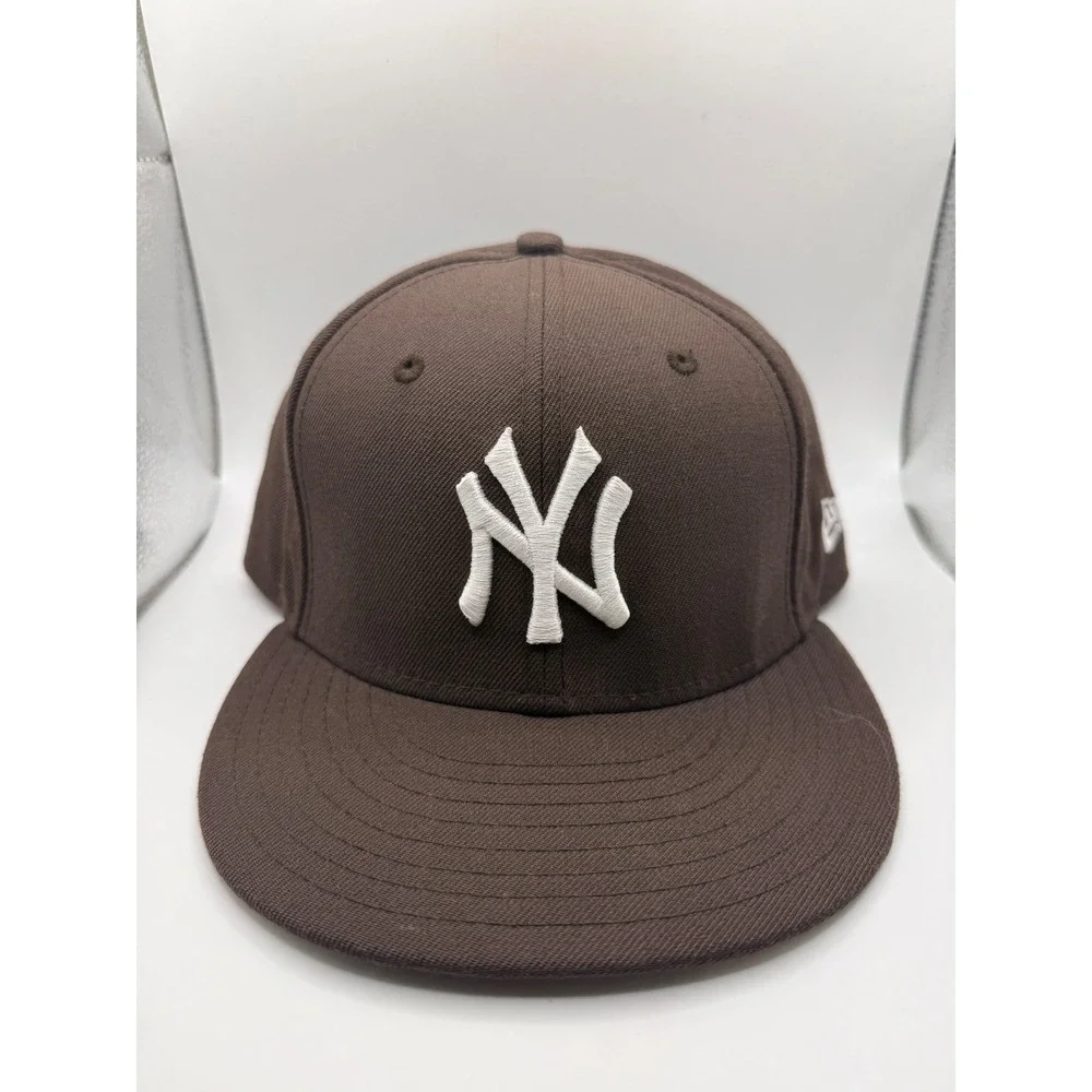 New Era 59FIFTY New York Yankees Fitted Hat Brown Wool Size 7 7/8 MLB Cap
